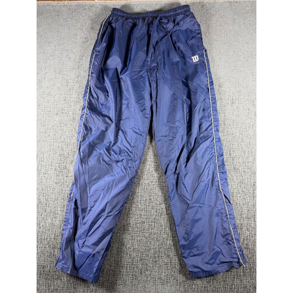 Wilson Youth Large Navy Blue Nylon Wind Track Pants Lined Athletic Warm Up